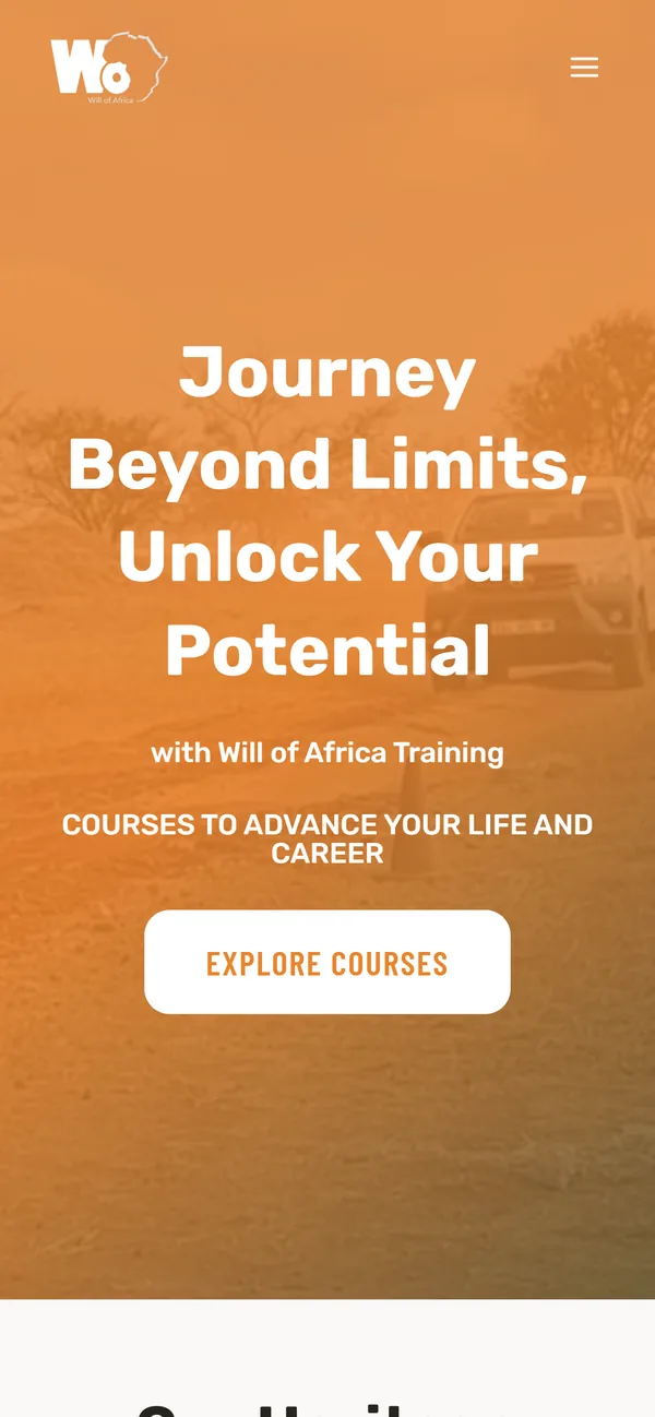 Will of Africa Training website on a phone