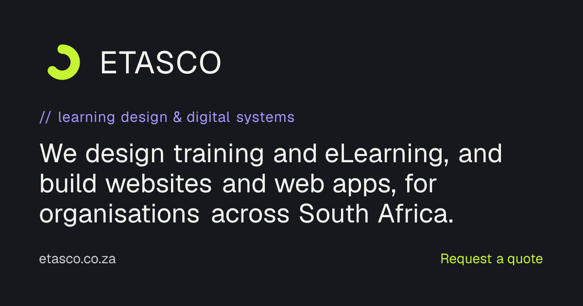 Instructional Design & eLearning Development in South Africa · ETASCO